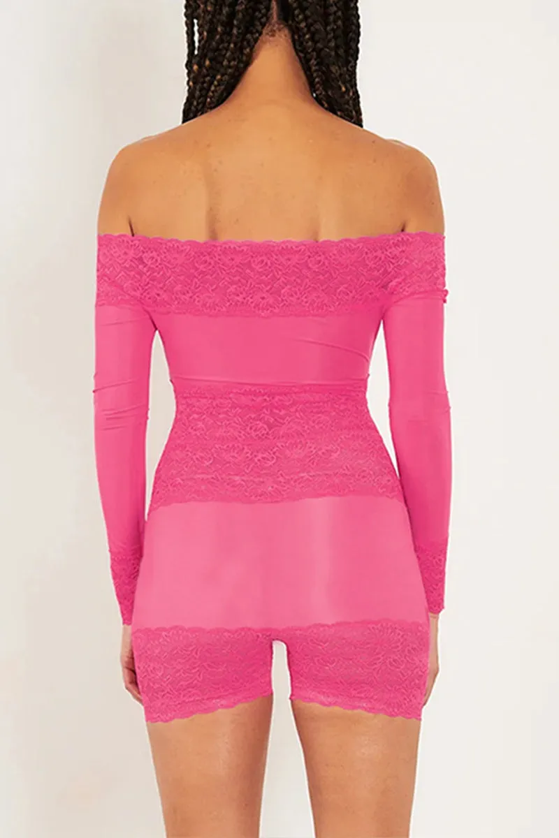 JJ0261 Lace Sheer Rompers