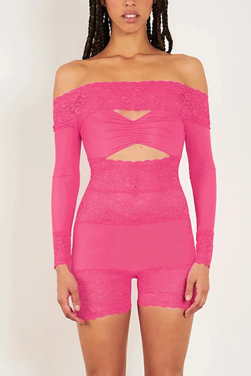 JJ0261 Lace Sheer Rompers