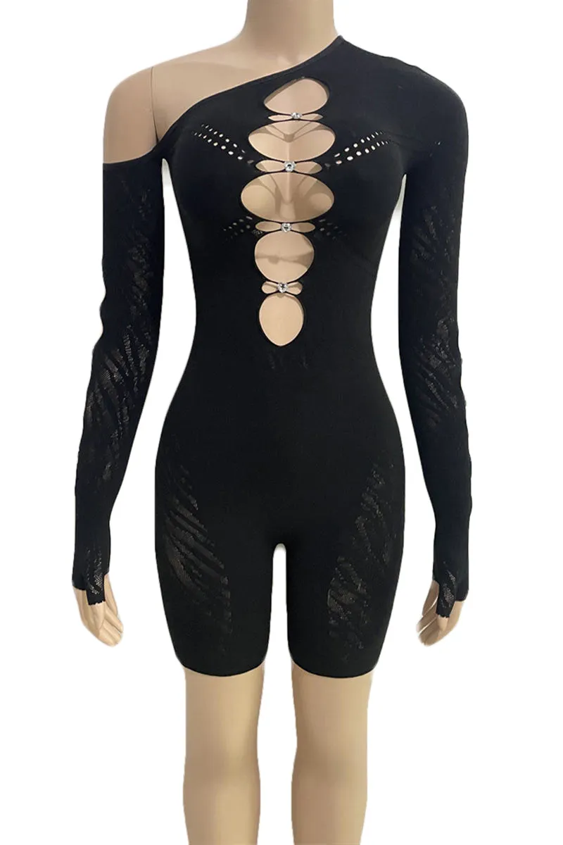 JJ0508 Mesh Cutout Rompers