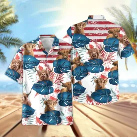 Joy Corners Highland Us Flag Flower 3D Hawaiian Shirt