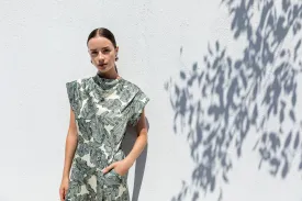Kameya Green Botanic Print Wide Leg Jumpsuit