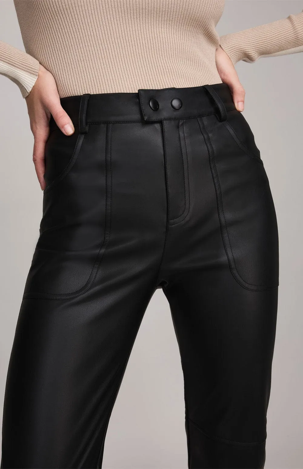Kennidy Ankle Pant | Black Faux Leather