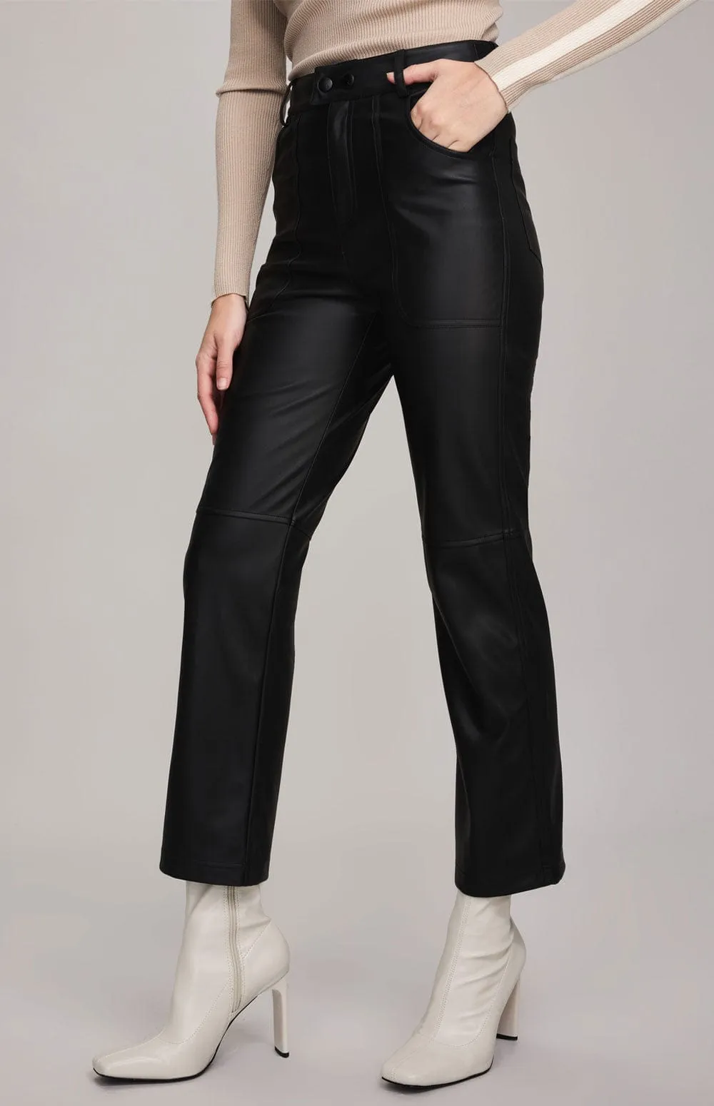 Kennidy Ankle Pant | Black Faux Leather