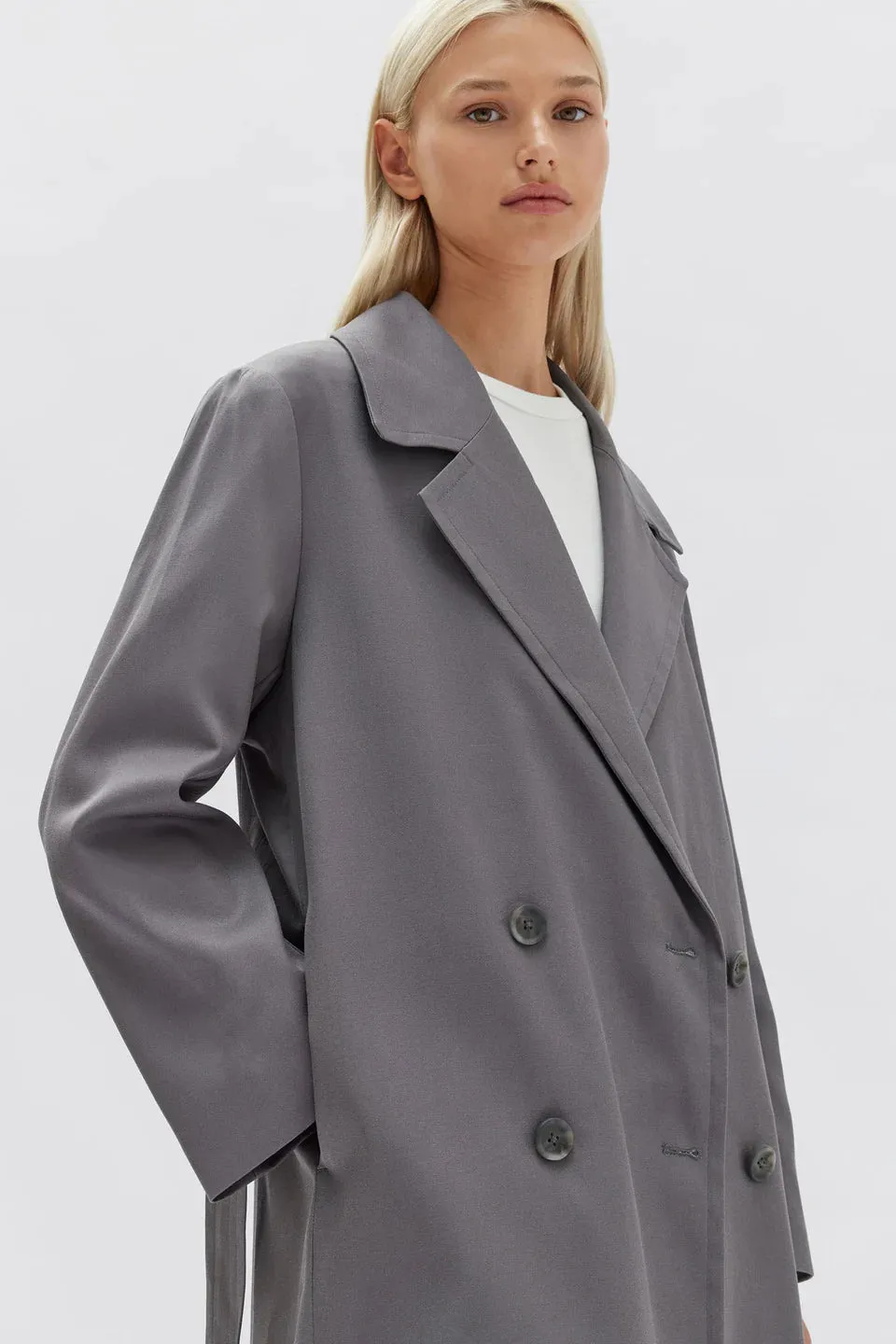 Kirby Twill Trench - Dark Ash