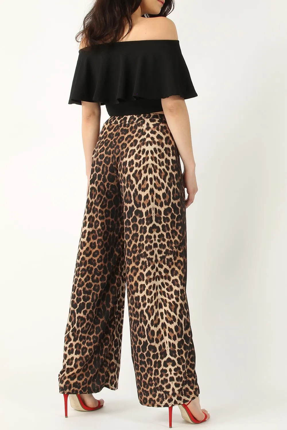 LEOPARD WIDE LEG TROUSERS