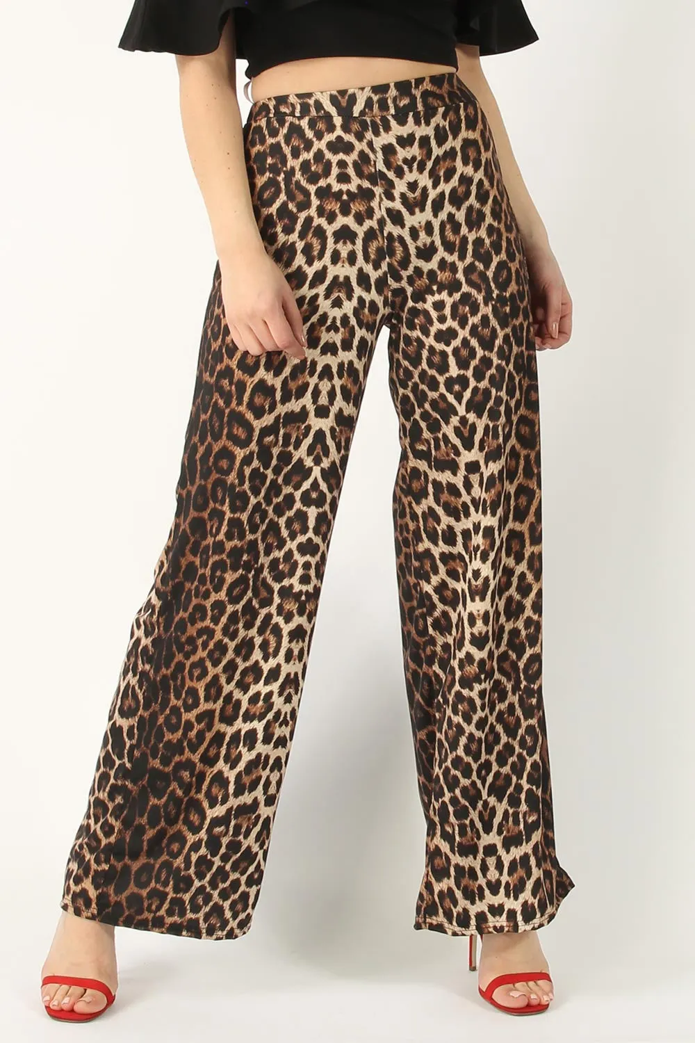 LEOPARD WIDE LEG TROUSERS