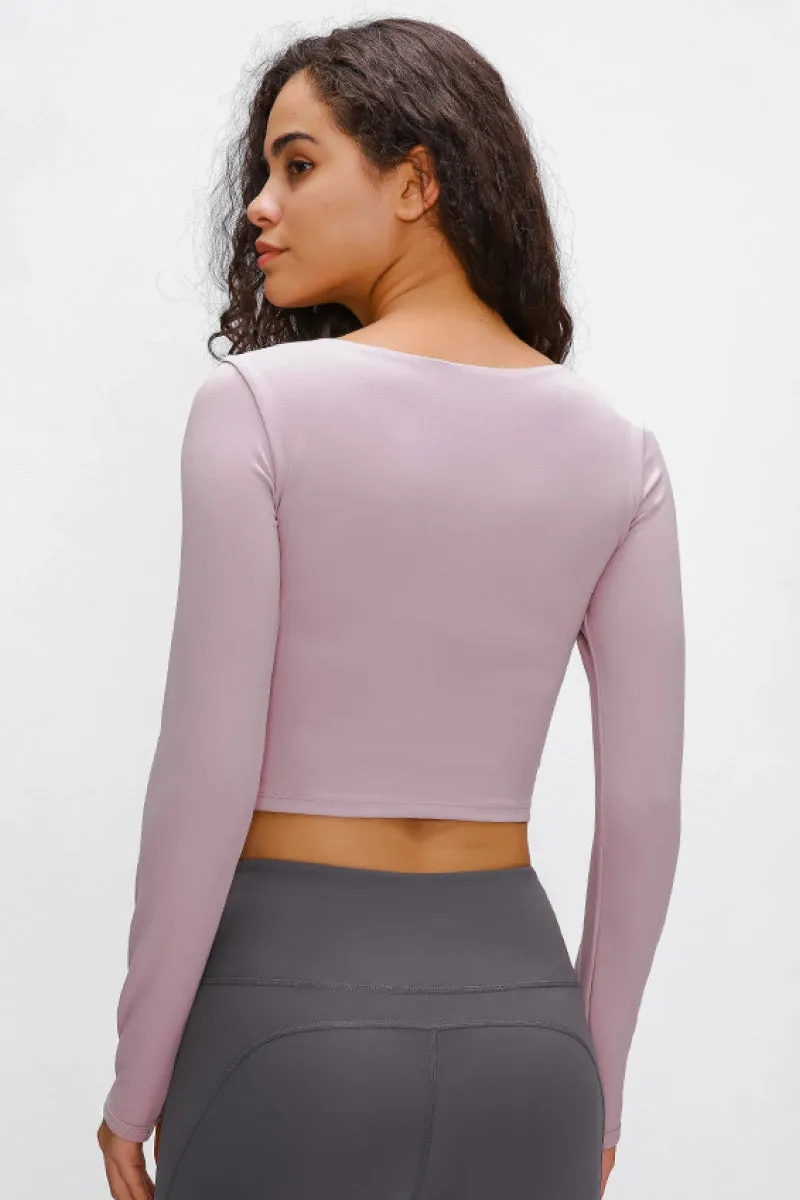 Long Sleeve Cropped Women's Top Sports Strap
