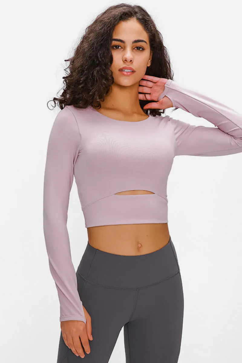 Long Sleeve Cropped Women's Top Sports Strap