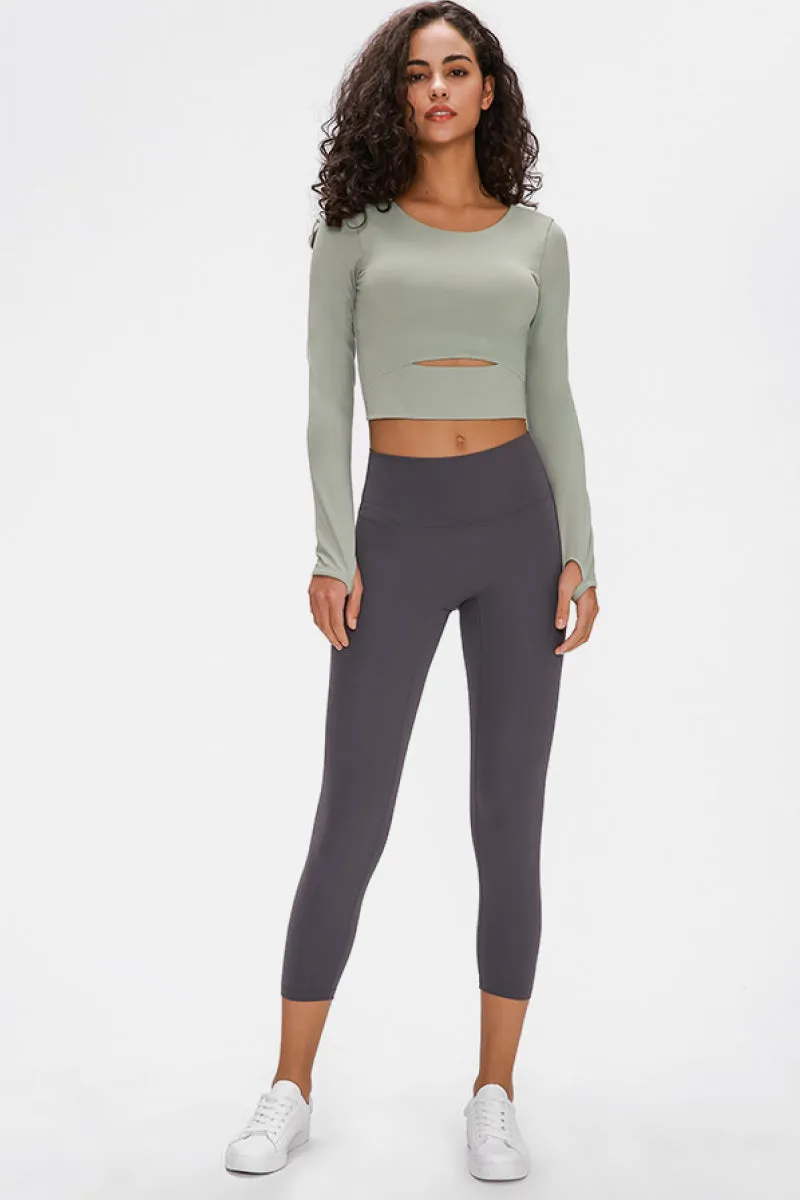 Long Sleeve Cropped Women's Top Sports Strap