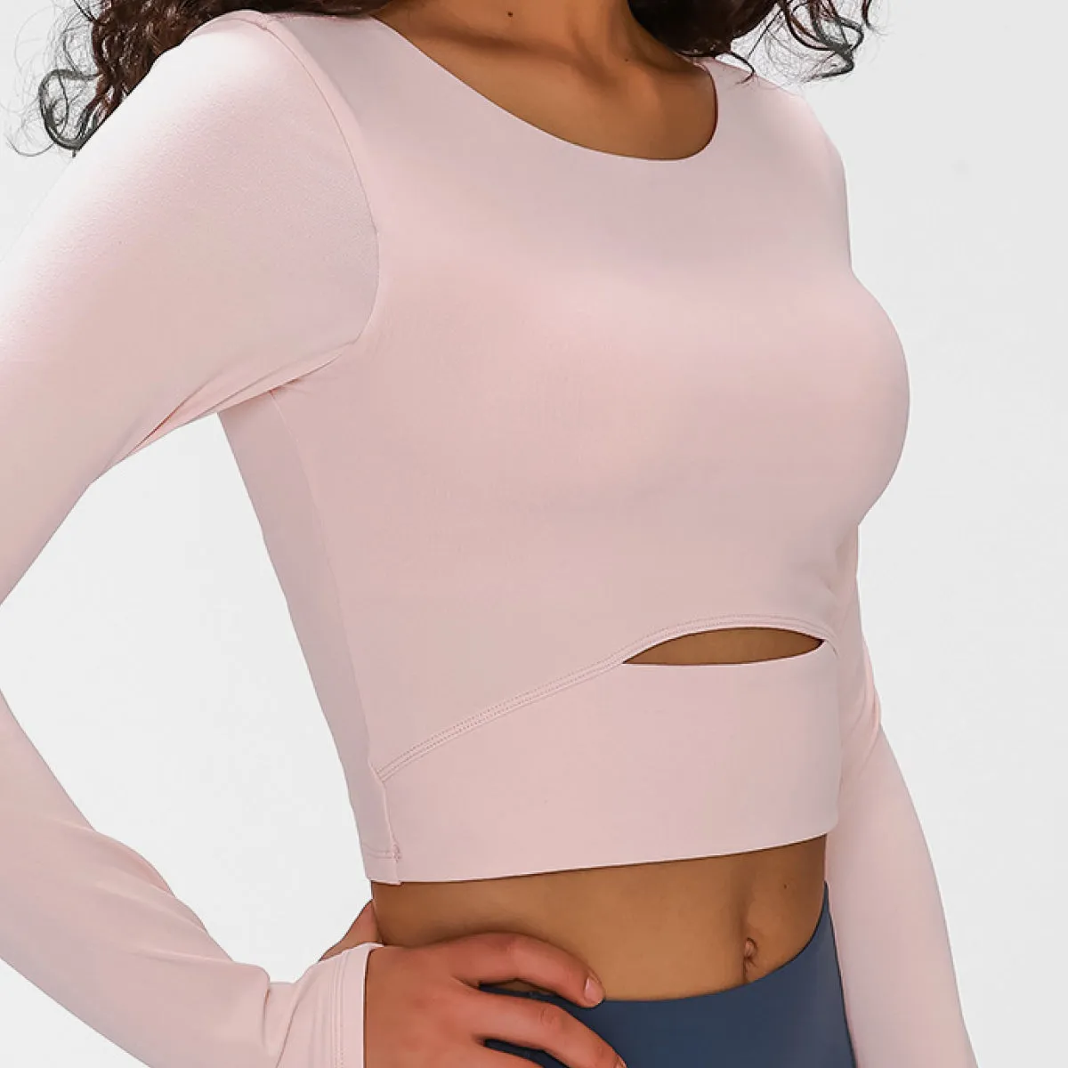 Long Sleeve Cropped Women's Top Sports Strap