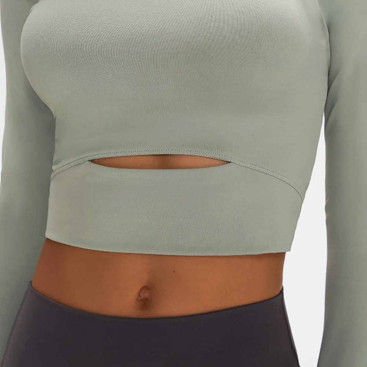 Long Sleeve Cropped Women's Top Sports Strap