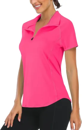 LURANEE Women's Short Sleeve Moisture Wicking Athletic Shirts Quarter Zip Pullover
