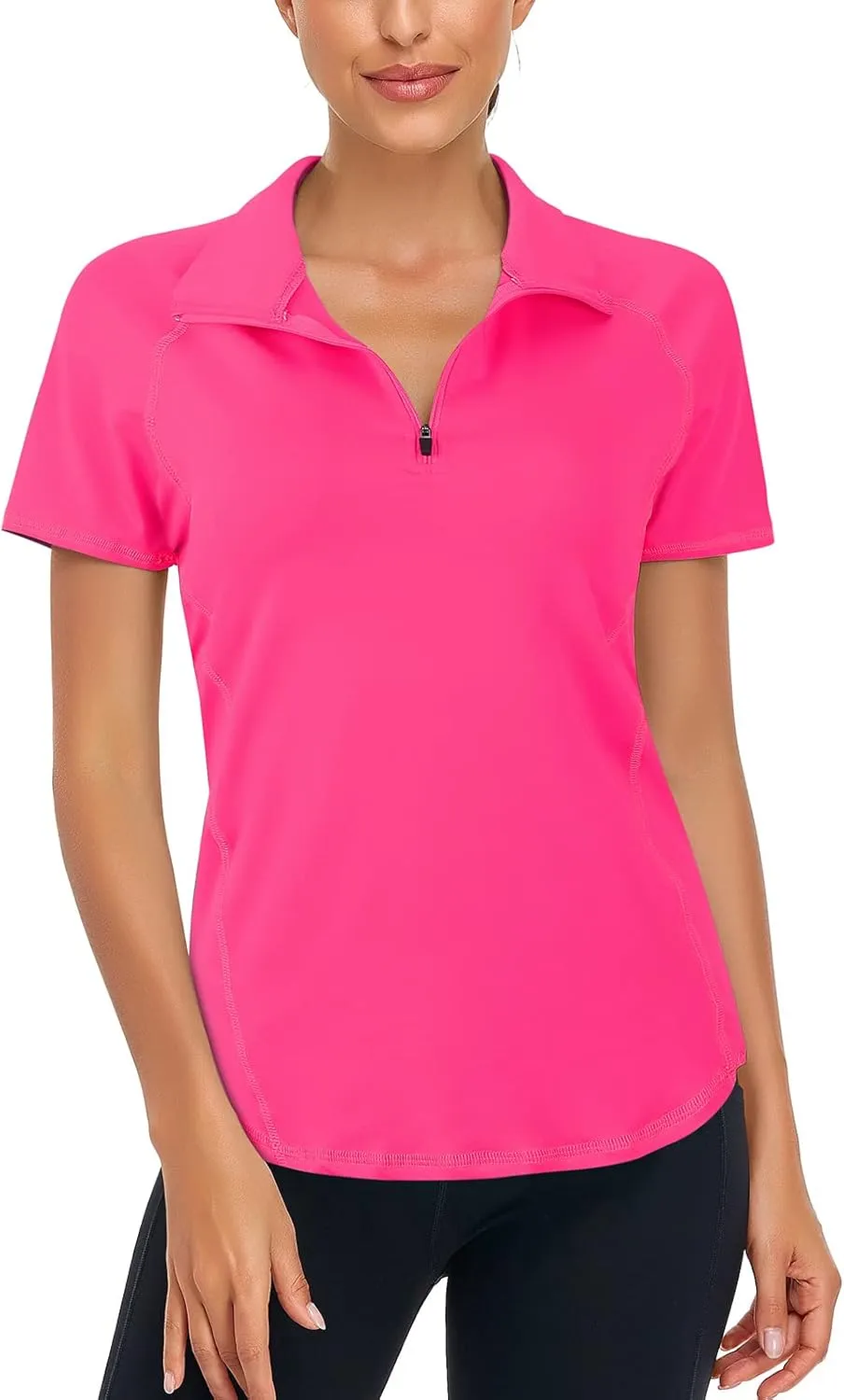 LURANEE Women's Short Sleeve Moisture Wicking Athletic Shirts Quarter Zip Pullover