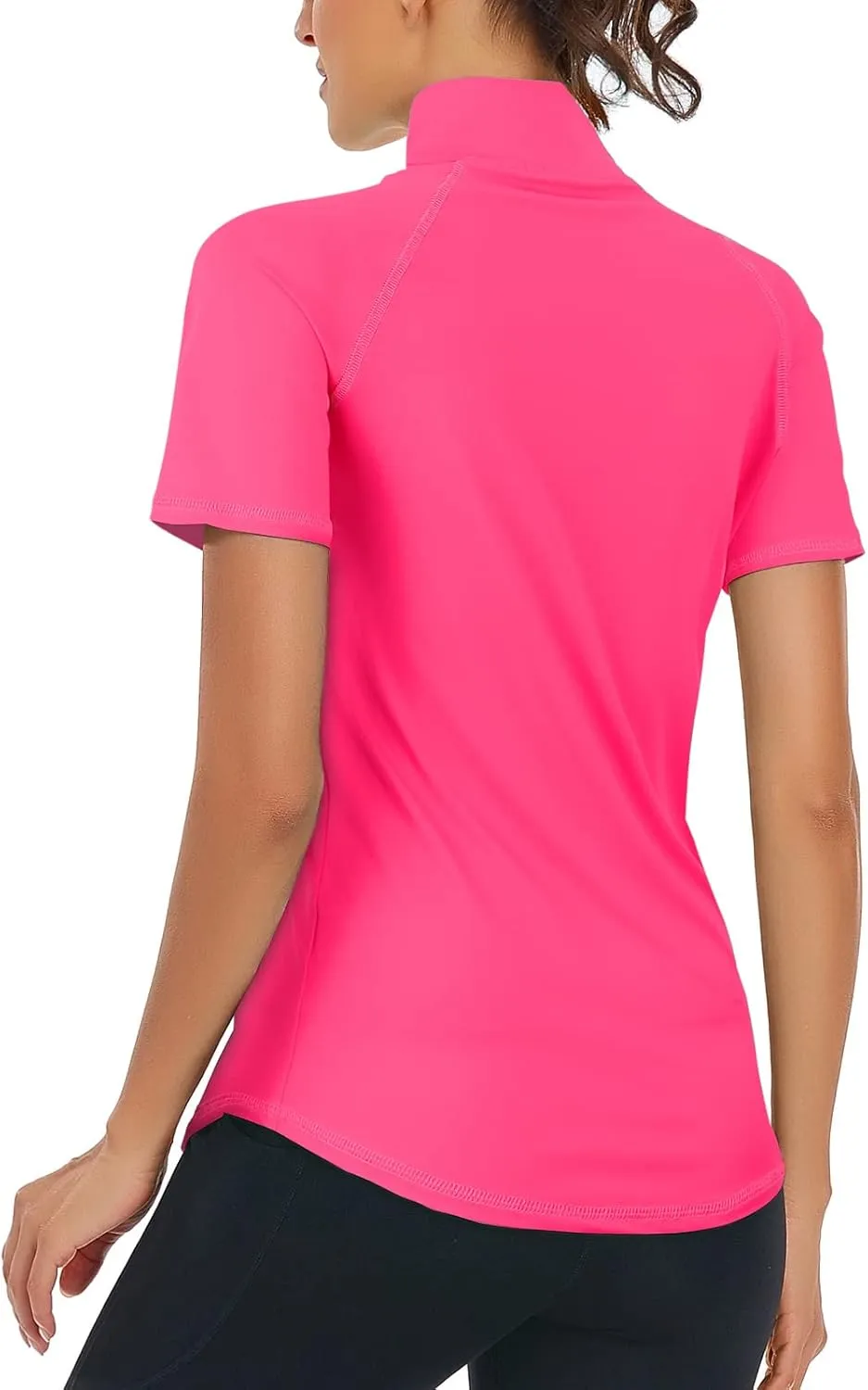 LURANEE Women's Short Sleeve Moisture Wicking Athletic Shirts Quarter Zip Pullover