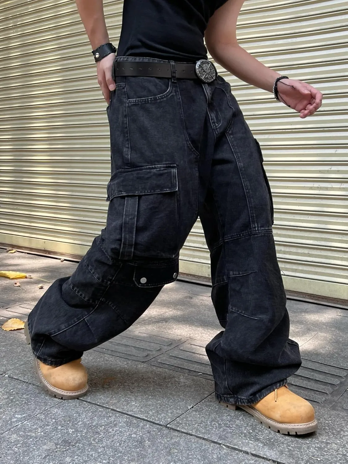Men's Baggy Jeans Y2K Vintage Wide Leg Denim Pants Hip Hop Skater Jeans Loose Fit Trousers 2000s Streetwear