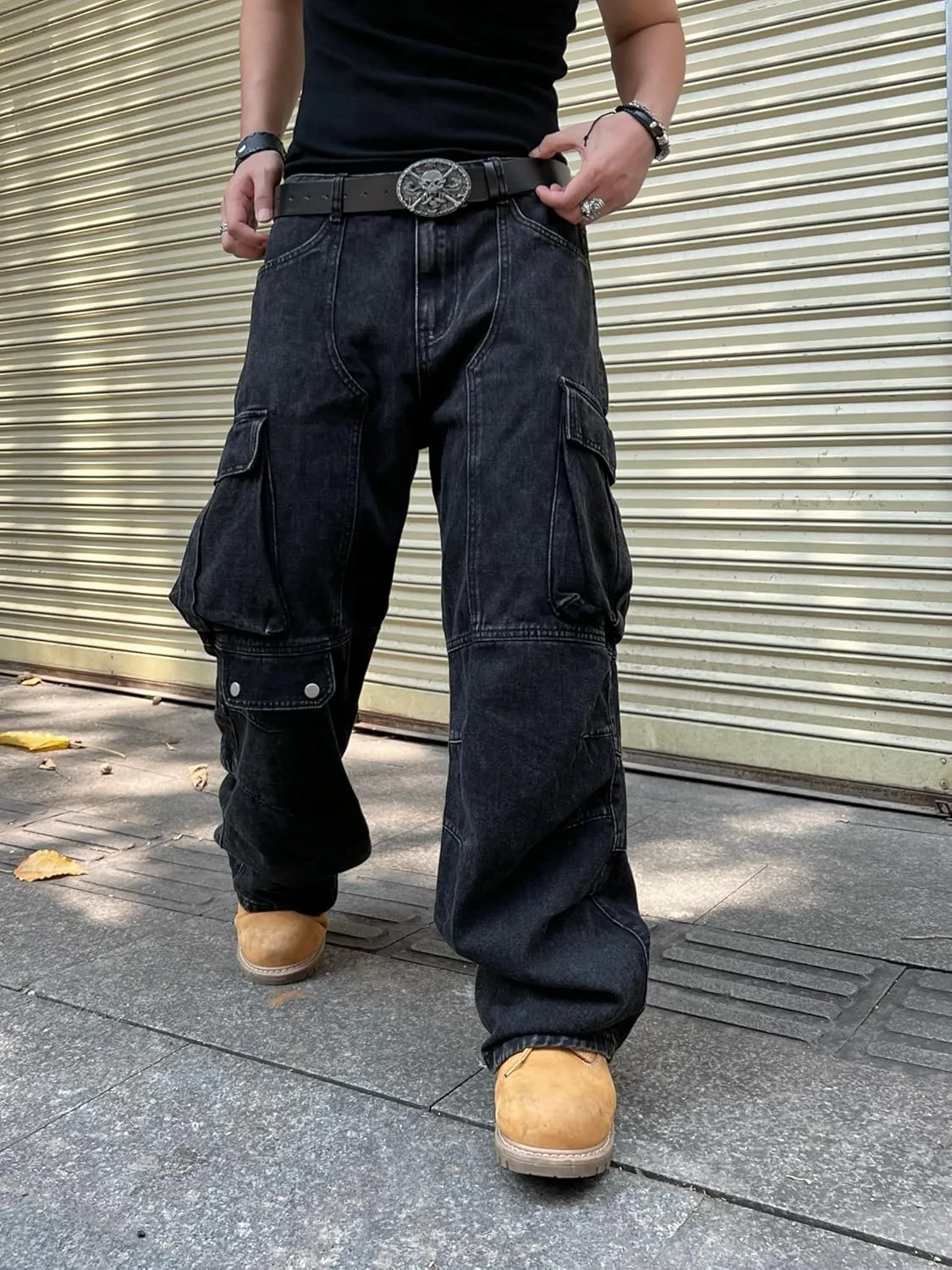 Men's Baggy Jeans Y2K Vintage Wide Leg Denim Pants Hip Hop Skater Jeans Loose Fit Trousers 2000s Streetwear