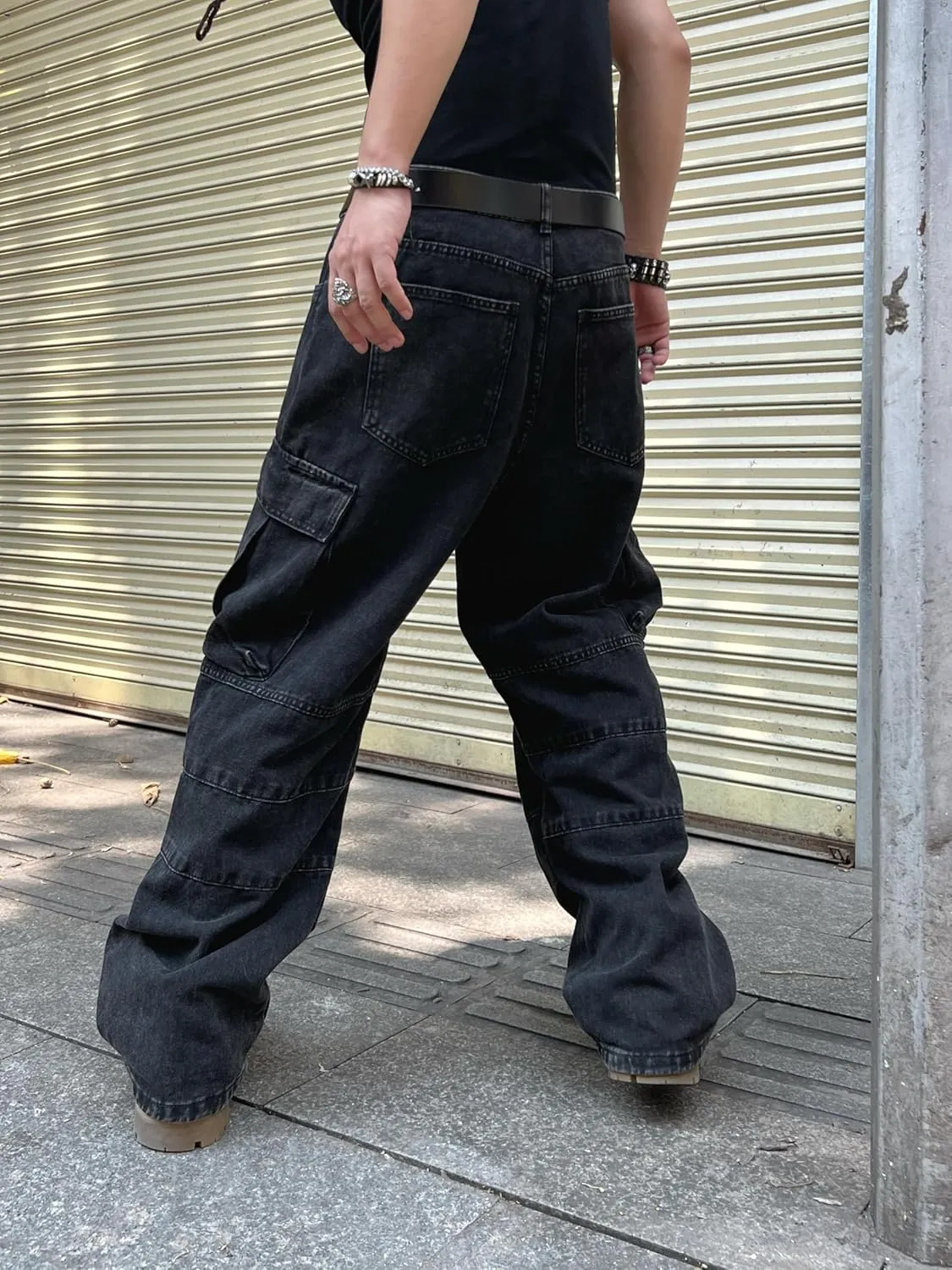 Men's Baggy Jeans Y2K Vintage Wide Leg Denim Pants Hip Hop Skater Jeans Loose Fit Trousers 2000s Streetwear