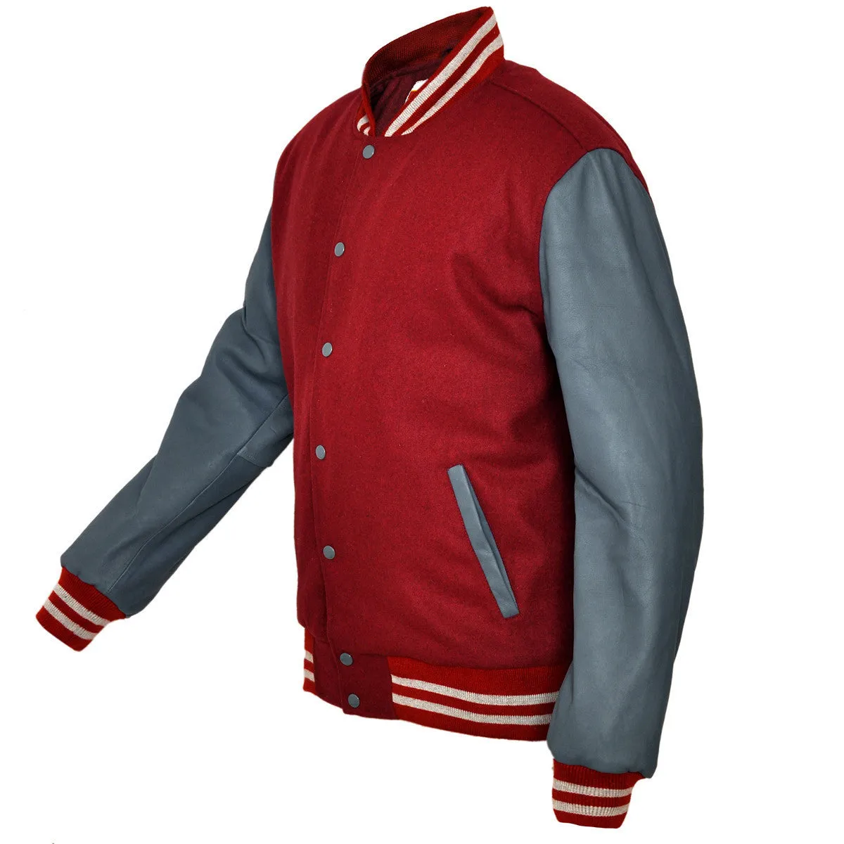Mens Lightweight Wool with Real Leather Premium Varsity Letterman Jacket