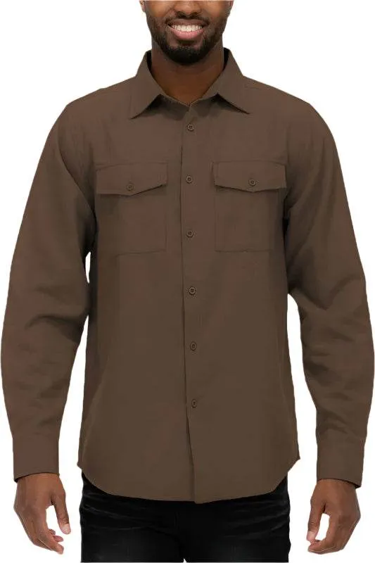 Mens Solid Flannel Shirt 8 Colors