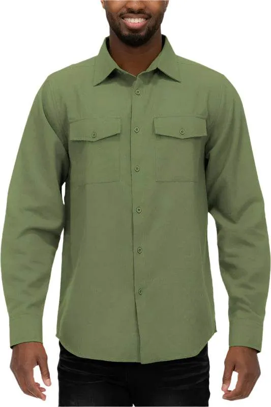 Mens Solid Flannel Shirt 8 Colors