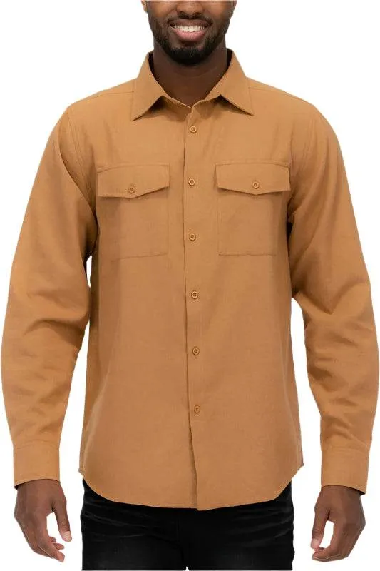 Mens Solid Flannel Shirt 8 Colors
