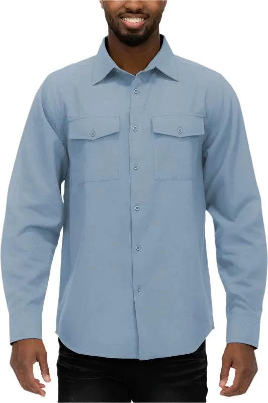 Mens Solid Flannel Shirt 8 Colors