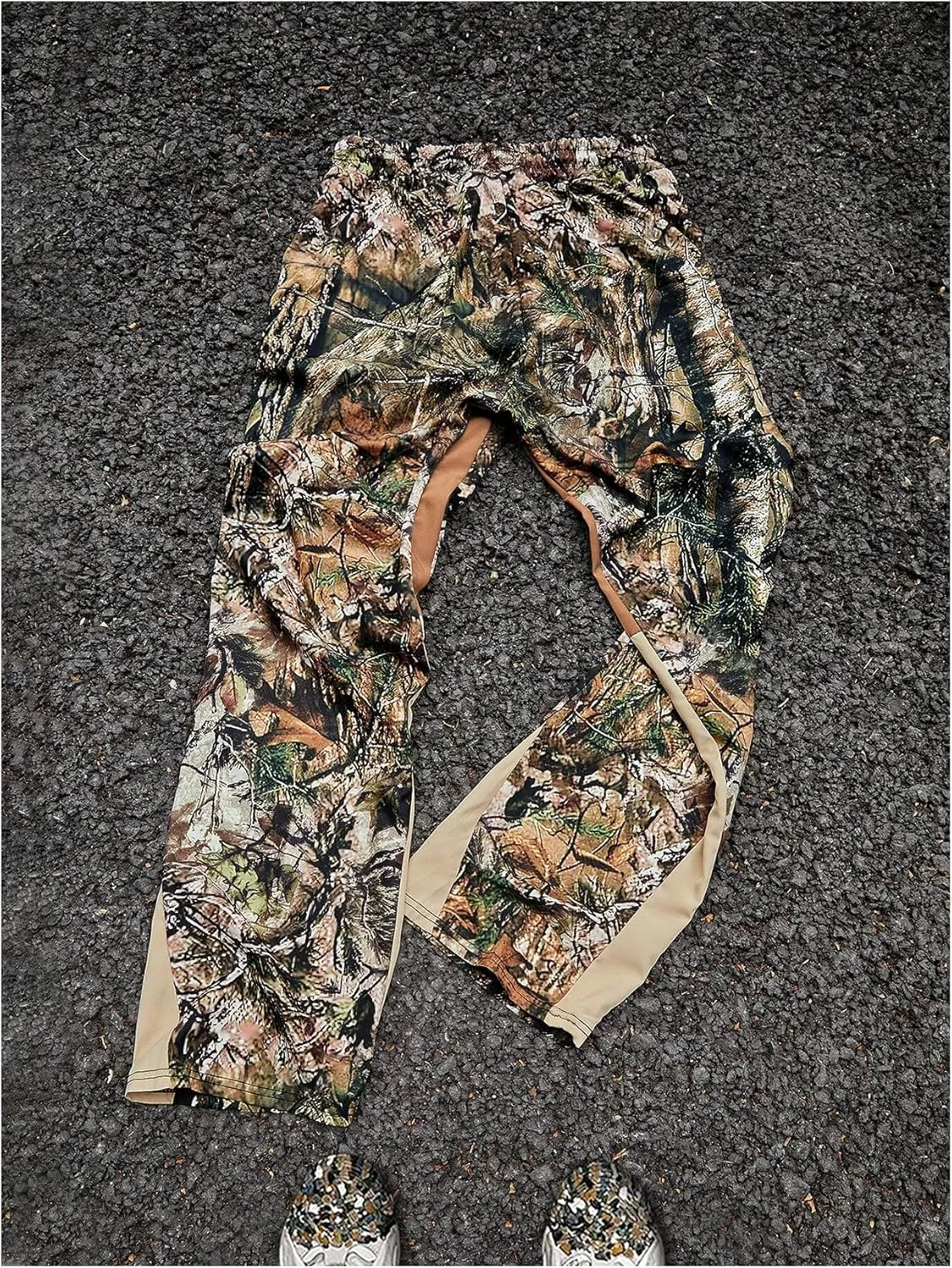 Men's Y2K Camo Graphic Pants Drawstring Waist Straight Leg Loose Long Trousers