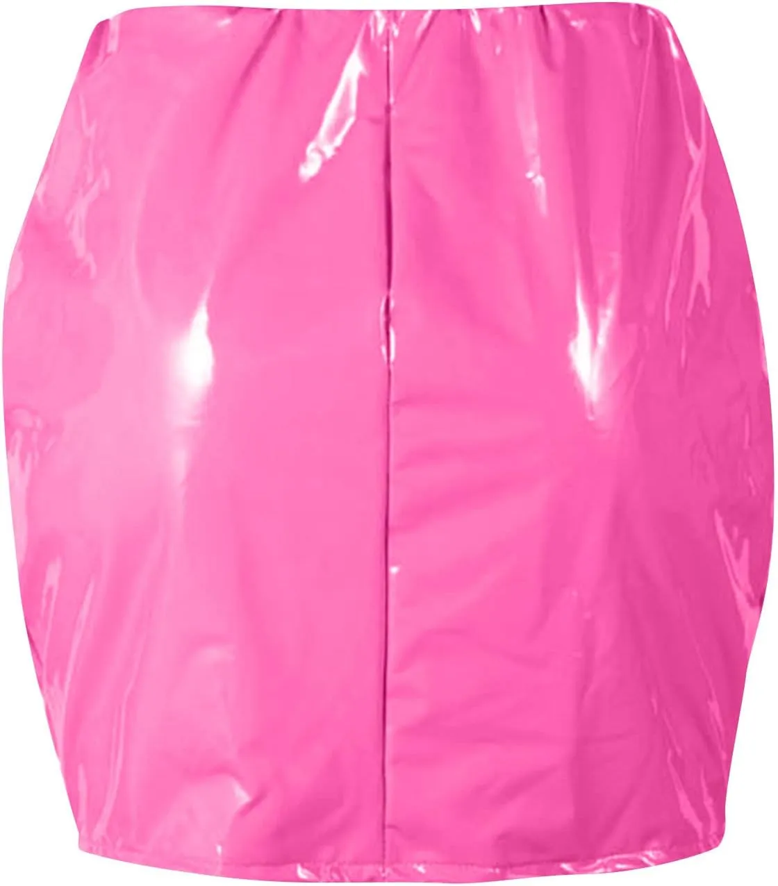 NaRHbrg Micro Mini Skirt for Women Girls Sexy Bright Leather Skirts Bodycon Slim A-line Skirt Evening Party Clubwear