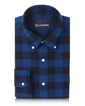 Navy Black Big Gingham Flannel