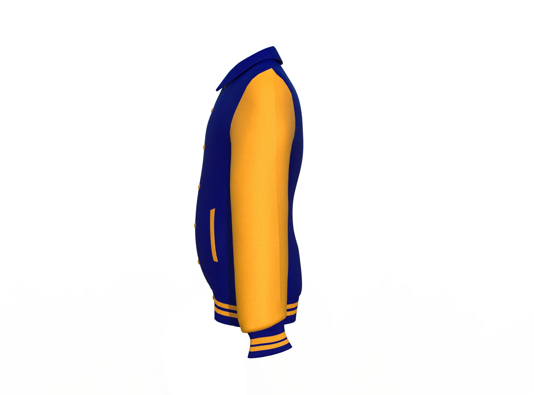 Navy Varsity Letterman Jacket with Gold Sleeves