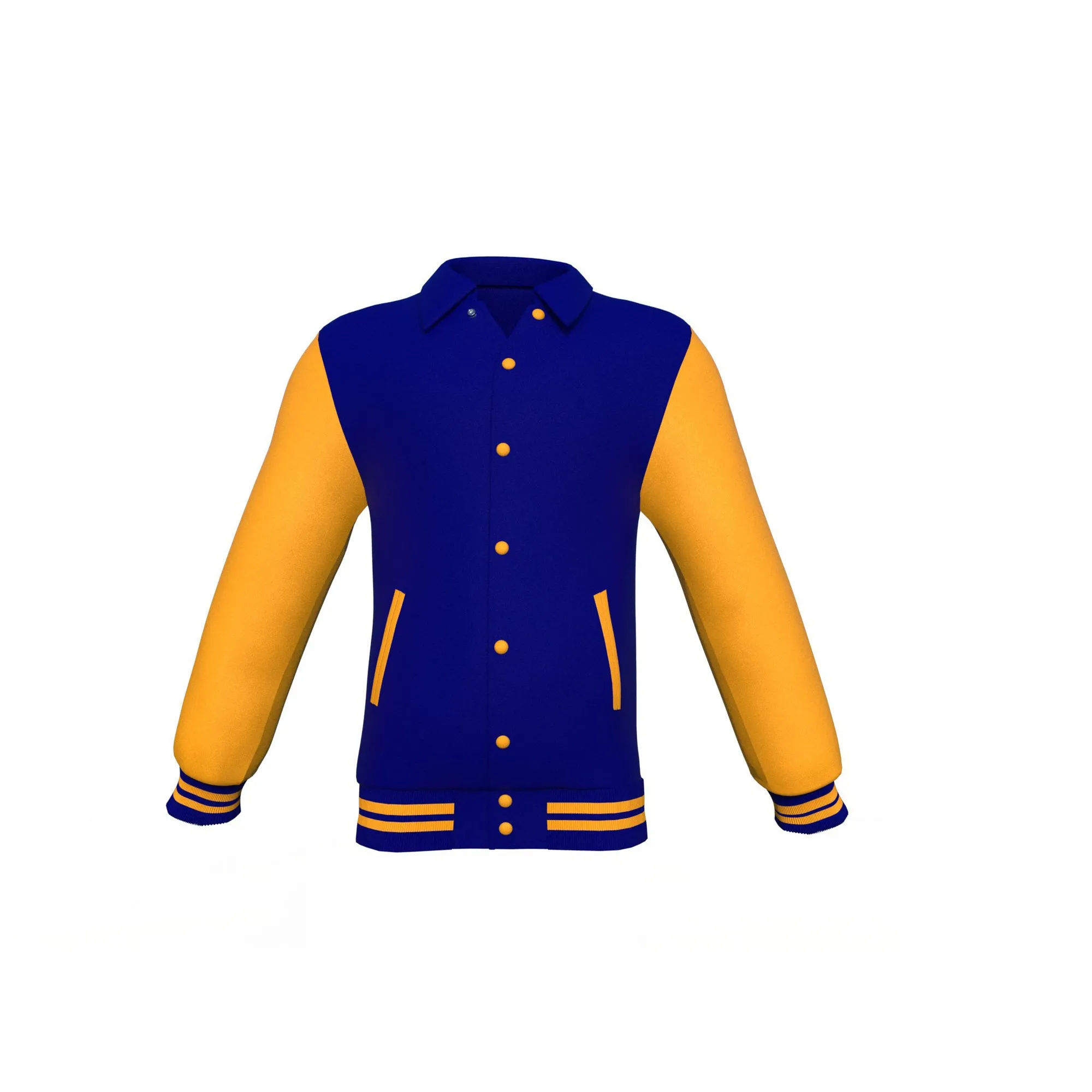 Navy Varsity Letterman Jacket with Gold Sleeves