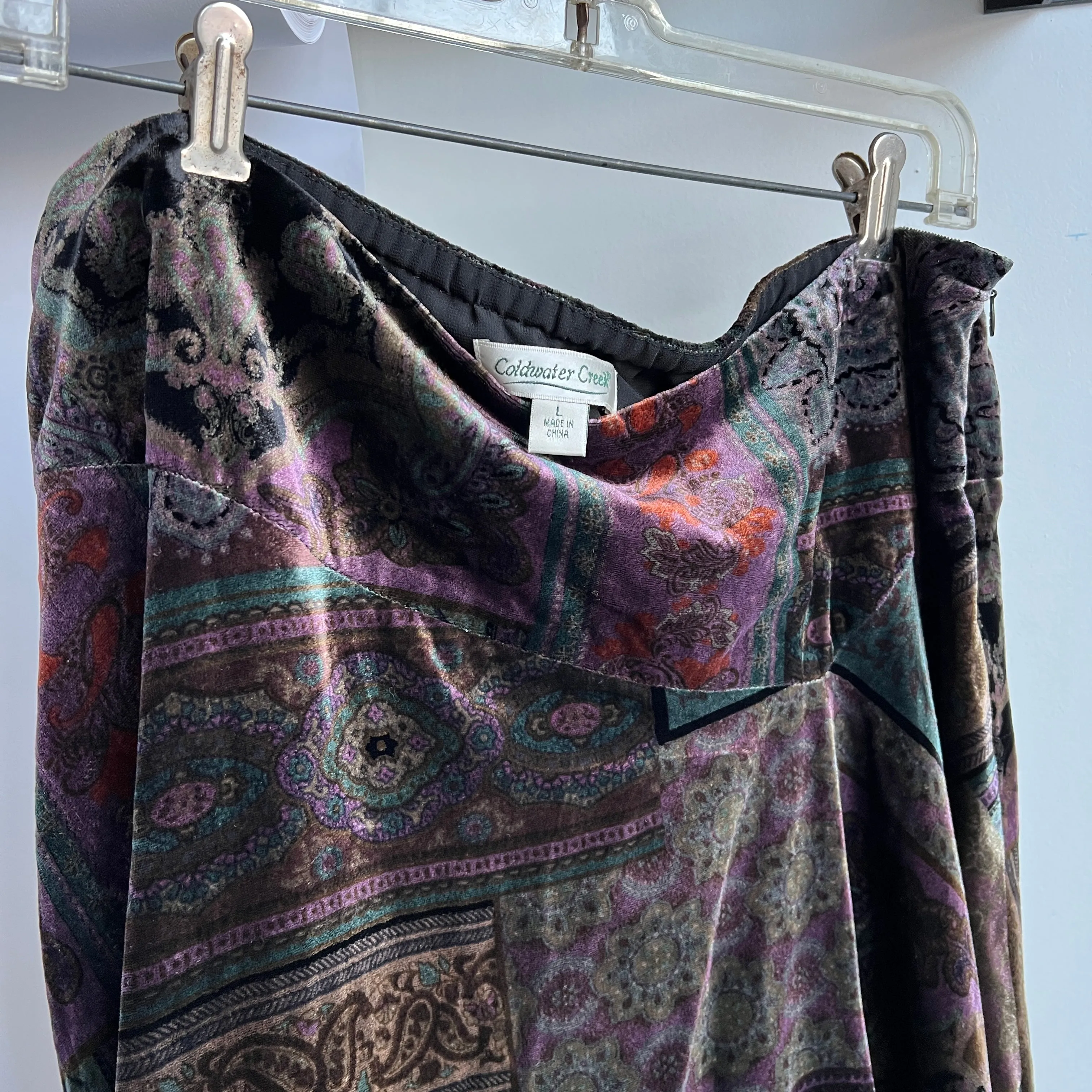 Paisley velvet maxi skirt