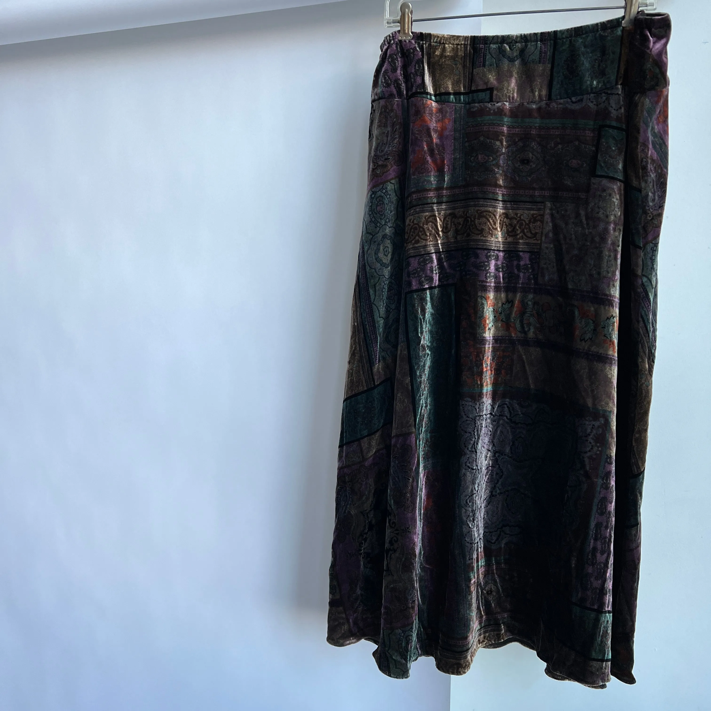 Paisley velvet maxi skirt
