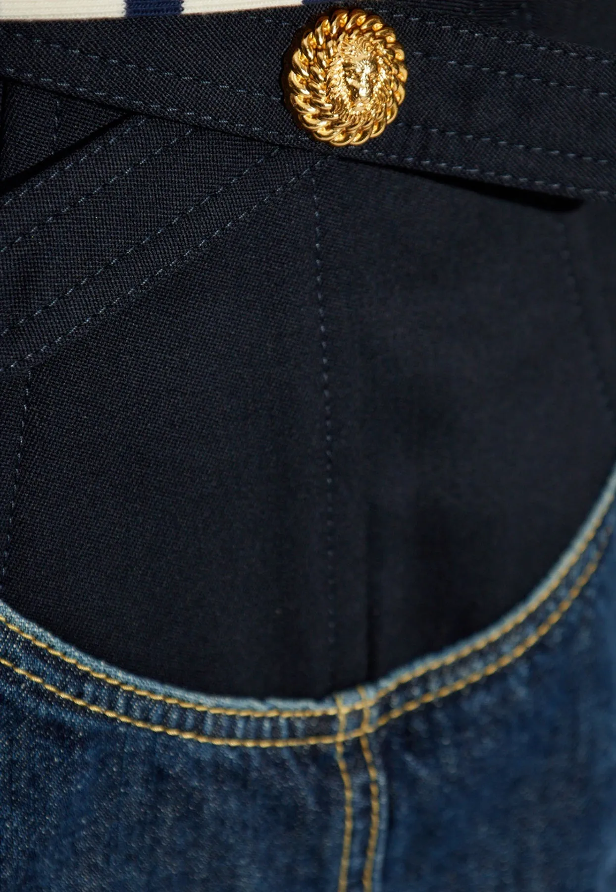 Paneled Mini Denim Skirt