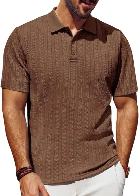PJ PAUL JONES Mens Polo Shirts Short Sleeve Fashion Textured Polo Shirt Regular Fit Stretchy Golf Shirts