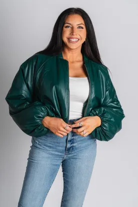 Puffer bomber jacket dark green