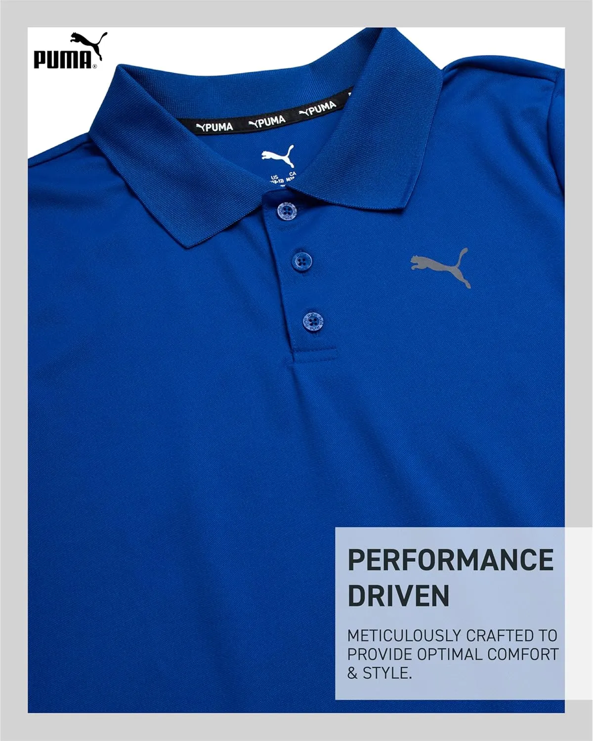 PUMA Boys Polo Shirt - Dry Fit Performance Button Closure Collared Short Sleeve Golf Polo Shirts for Boys (Sizes: 8-20)