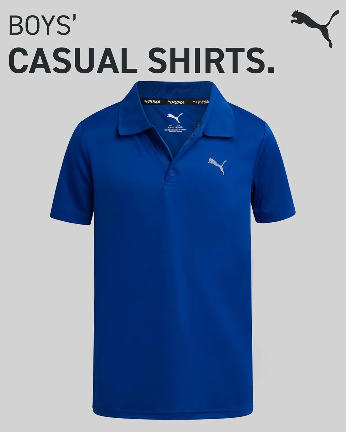PUMA Boys Polo Shirt - Dry Fit Performance Button Closure Collared Short Sleeve Golf Polo Shirts for Boys (Sizes: 8-20)
