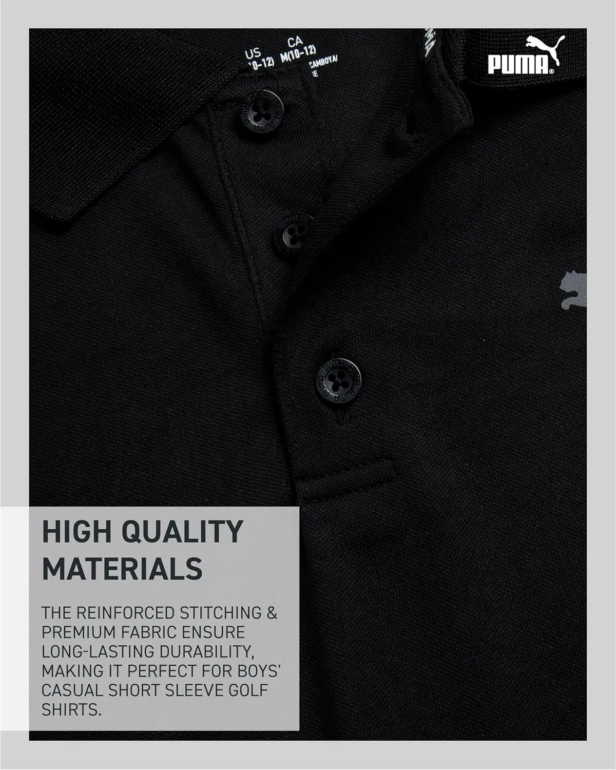 PUMA Boys Polo Shirt - Dry Fit Performance Button Closure Collared Short Sleeve Golf Polo Shirts for Boys (Sizes: 8-20)