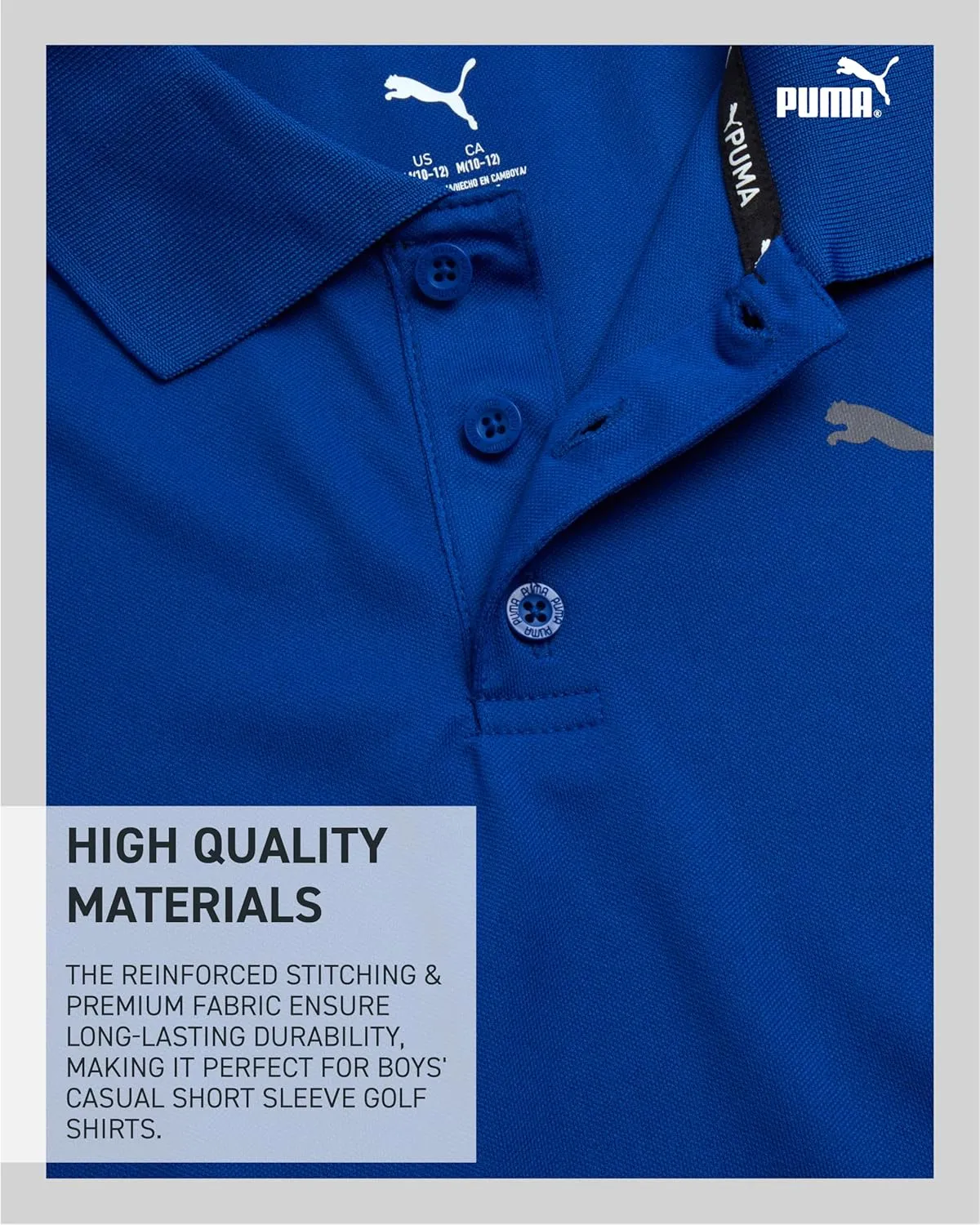 PUMA Boys Polo Shirt - Dry Fit Performance Button Closure Collared Short Sleeve Golf Polo Shirts for Boys (Sizes: 8-20)
