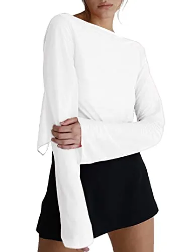 Remidoo Women's Sexy Sheer Mesh Tie Front Crop Top Long Sleeve See Through Cardigan Cover Up Shirt Hot Pink Large