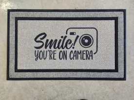 Sale - Funny Doormat - Smile You're on Camera
