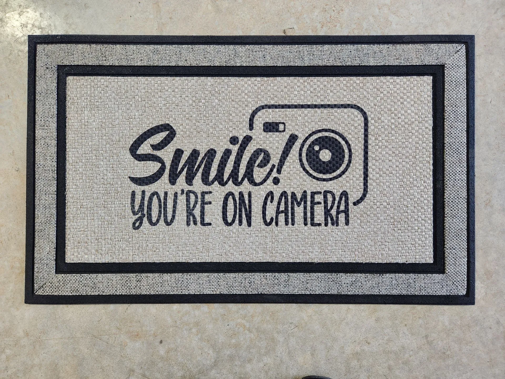 Sale - Funny Doormat - Smile You're on Camera