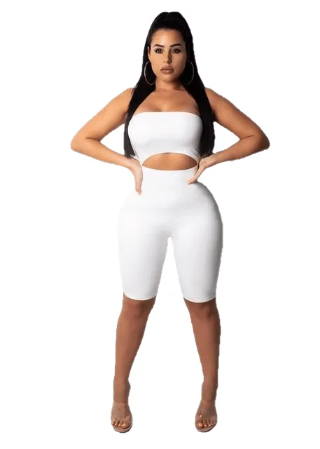 Sexy Women's Strapless Cutout Bodycon Playsuit For Party Club