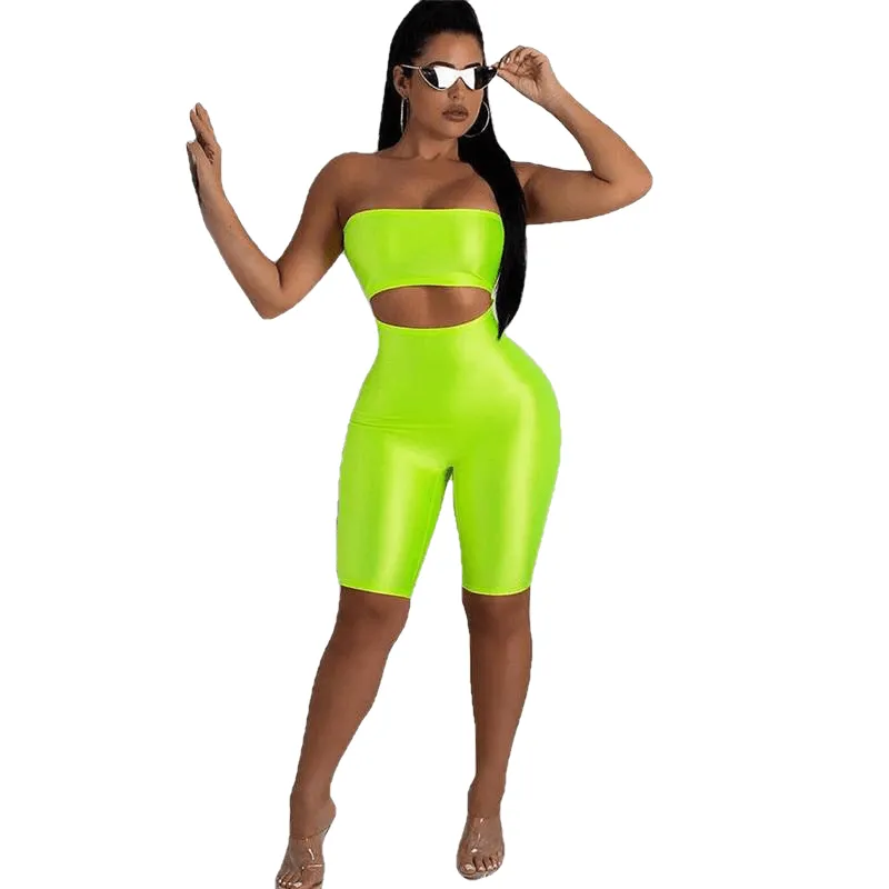 Sexy Women's Strapless Cutout Bodycon Playsuit For Party Club