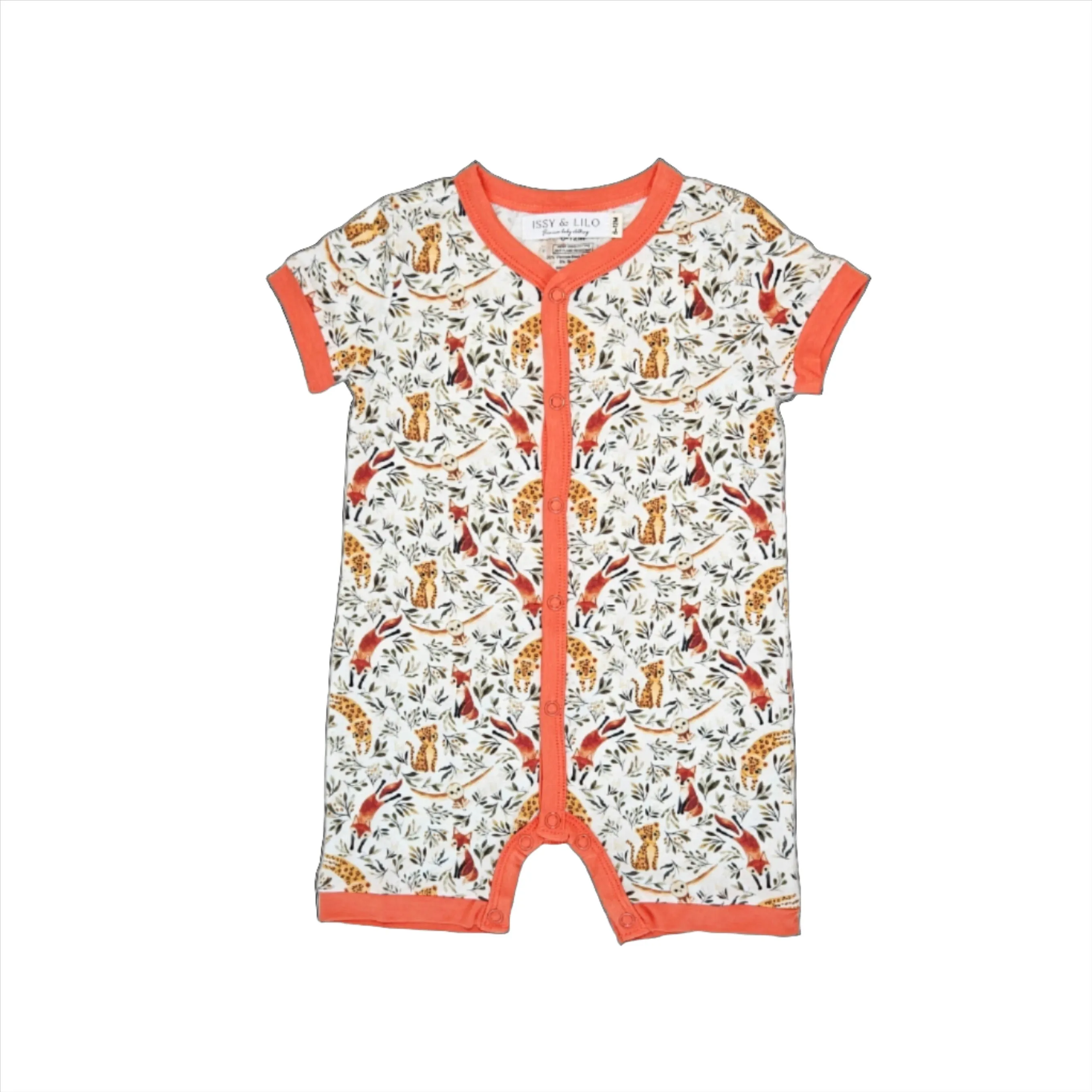 Short Sleeve Bamboo Romper - Foxes & Leopards