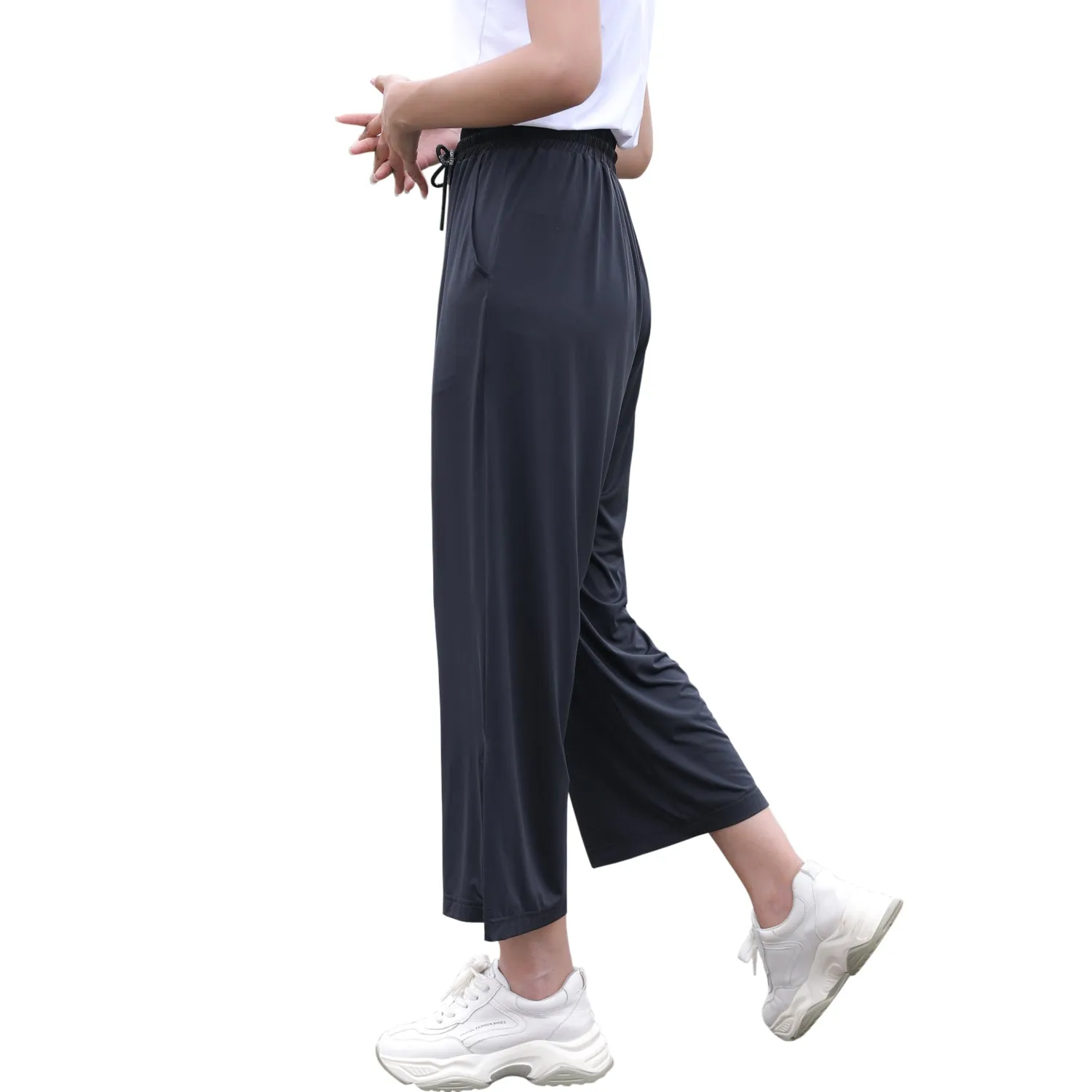 Sidiou Group Anniou Summer Upf50  Anti-Ultraviolet Wide-Leg Cropped Ladies Quick Drying Pants