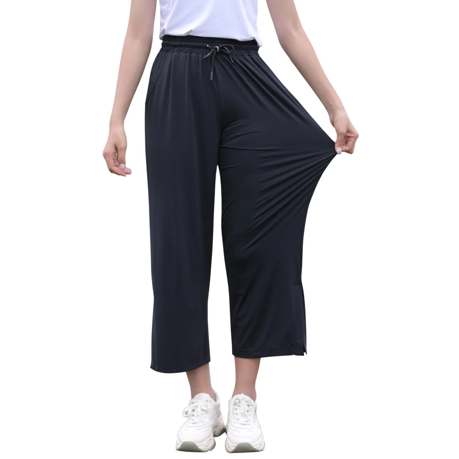 Sidiou Group Anniou Summer Upf50  Anti-Ultraviolet Wide-Leg Cropped Ladies Quick Drying Pants
