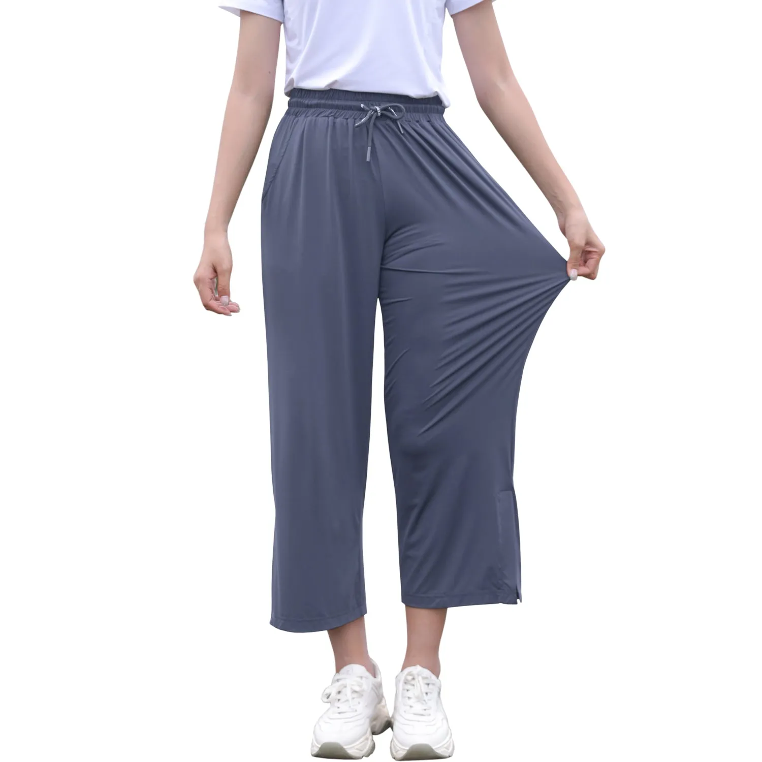 Sidiou Group Anniou Summer Upf50  Anti-Ultraviolet Wide-Leg Cropped Ladies Quick Drying Pants