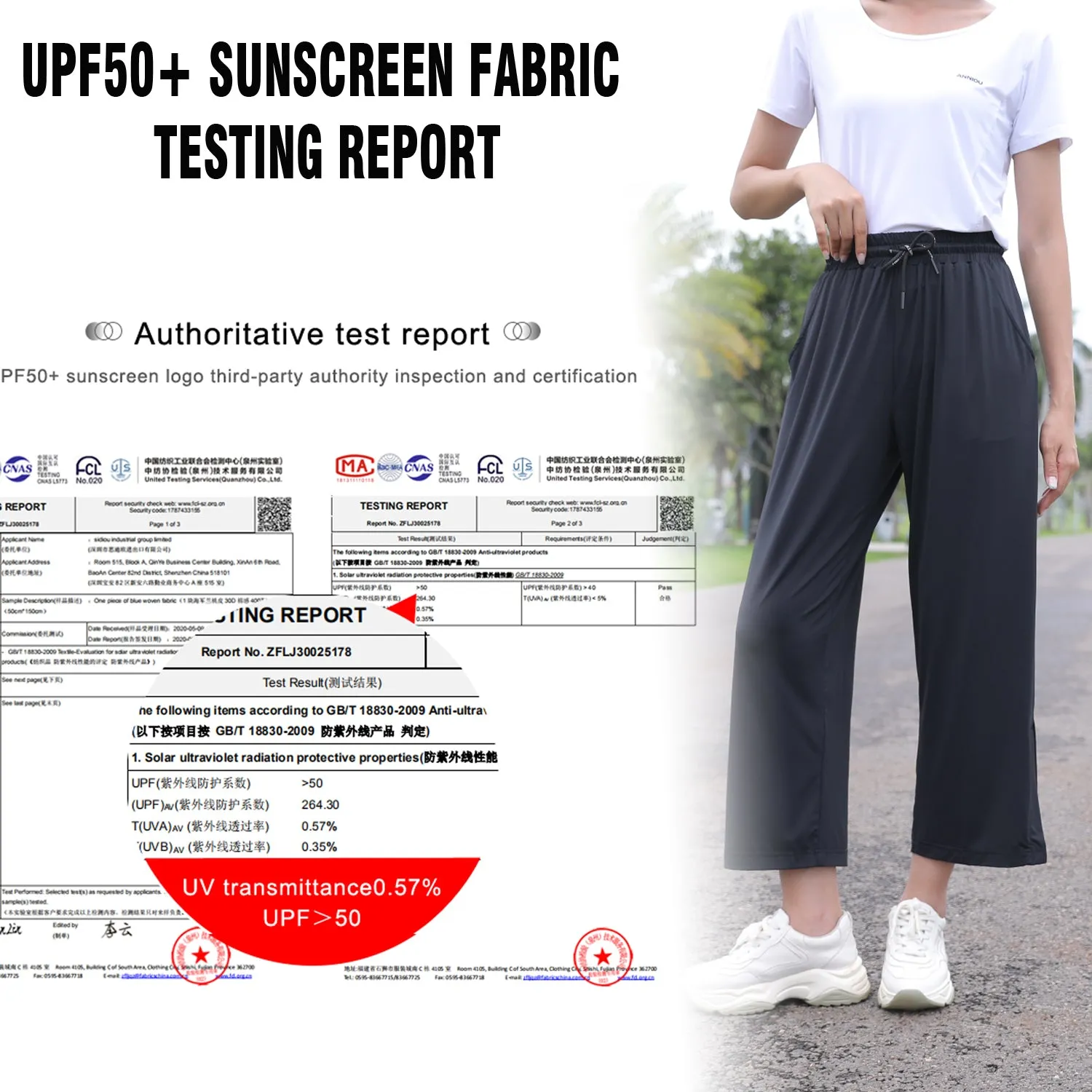 Sidiou Group Anniou Summer Upf50  Anti-Ultraviolet Wide-Leg Cropped Ladies Quick Drying Pants